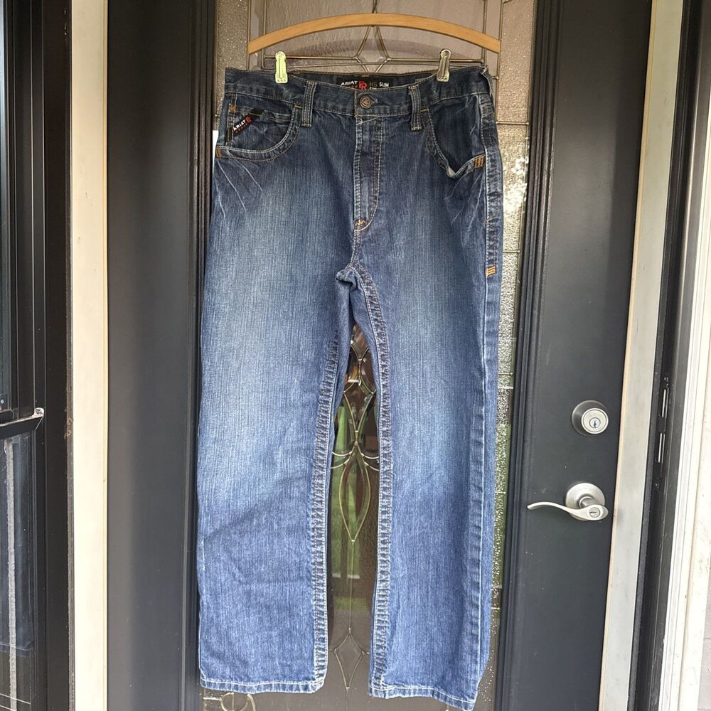 Ariat FR M5 Slim Straight Leg Jeans Mens 36x30 Flame Resistant Work Denim Blue